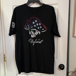 Zero Foxtrot "Defiant" Black Skull Graphic Tee. Size L